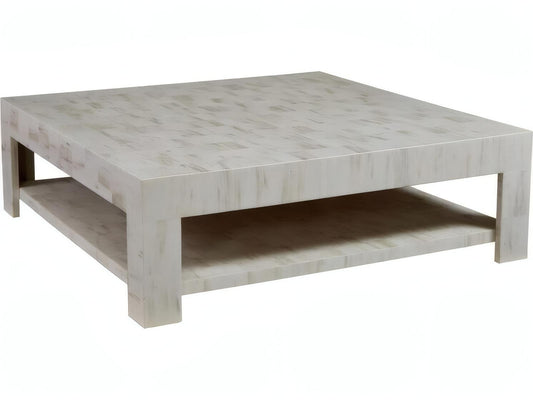 Matterhorn Square Wood Bone Coffee Table in Bone Finish