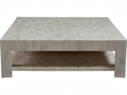 Matterhorn Square Wood Bone Coffee Table in Bone Finish