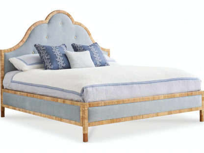 Sloane Upholstered King Panel Bed with Brown Hardwood