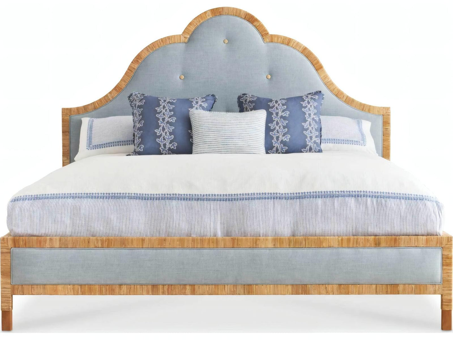 Sloane Upholstered King Panel Bed with Brown Hardwood