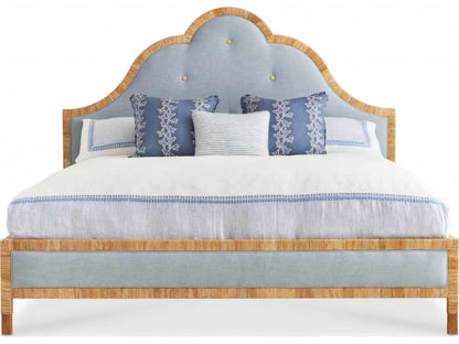 Sloane Upholstered King Panel Bed with Brown Hardwood