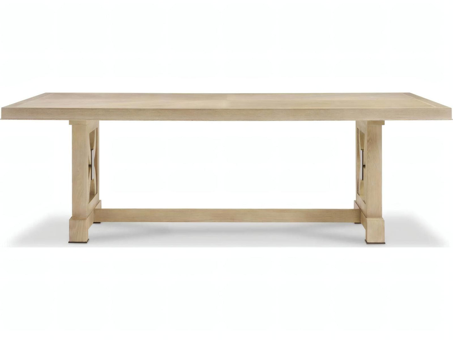 Benjamin 92-Inch Rectangular Wood Dining Table Oak with Antiqued Brass Accents