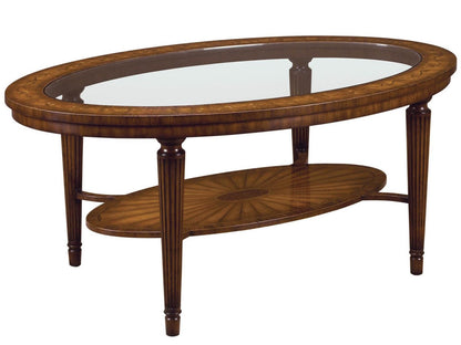 Marquetry Oval Coffee Table in Aged Regency Finish