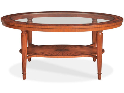 Marquetry Oval Coffee Table in Aged Regency Finish