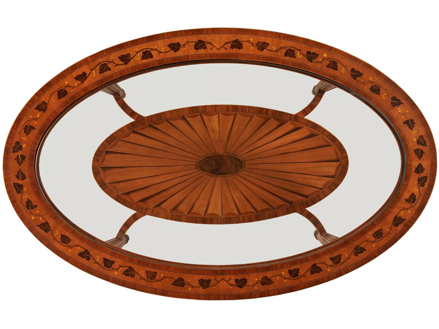 Marquetry Oval Coffee Table in Aged Regency Finish
