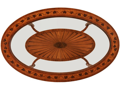 Marquetry Oval Coffee Table in Aged Regency Finish