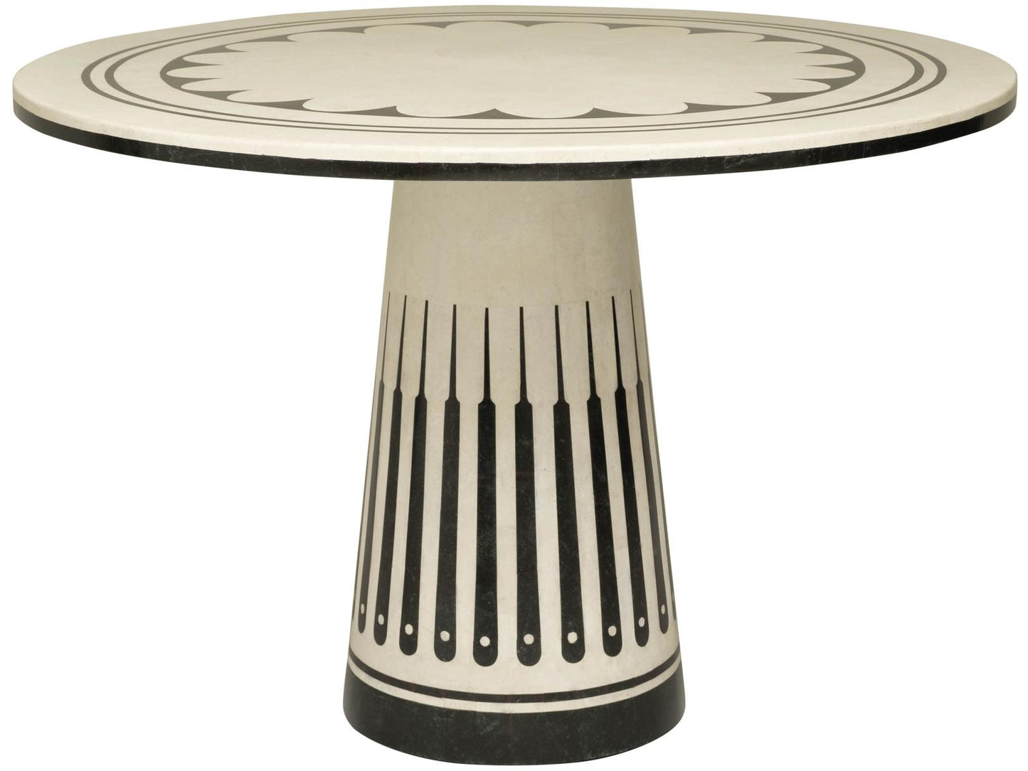 Stoneham Round Honed White Agate And Black Waxstone Center Table