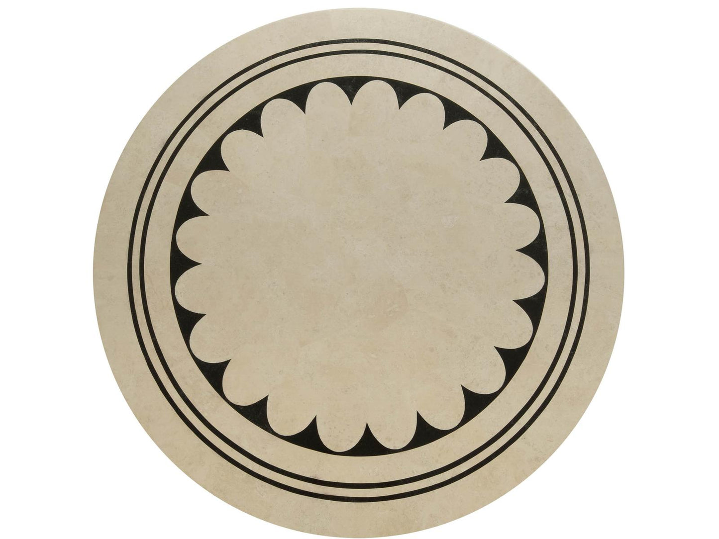 Stoneham Round Honed White Agate And Black Waxstone Center Table