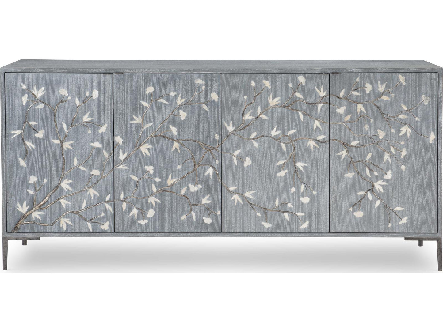 Blossom 78-Inch Gray Lacquered Walnut Chiffonier Sideboard