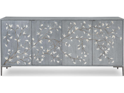 Blossom 78-Inch Gray Lacquered Walnut Chiffonier Sideboard