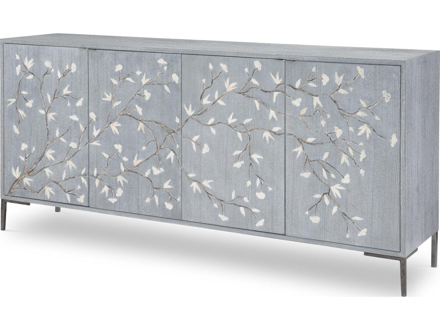 Blossom 78-Inch Gray Lacquered Walnut Chiffonier Sideboard