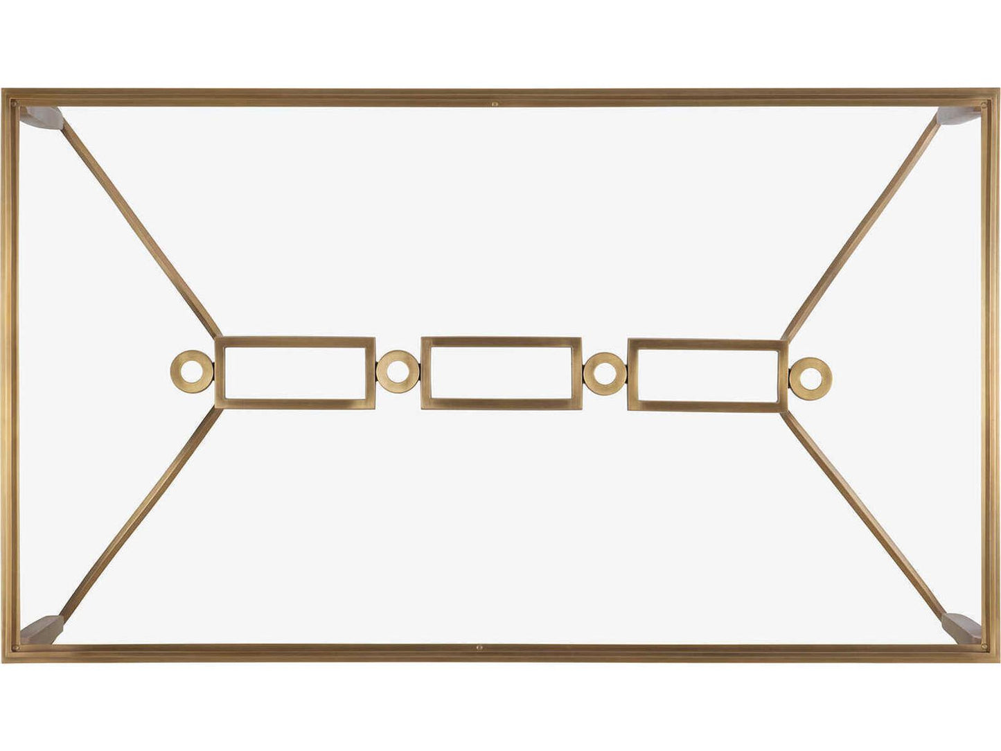 Cortona Rectangular Glass Antiqued Brass Cocktail Table