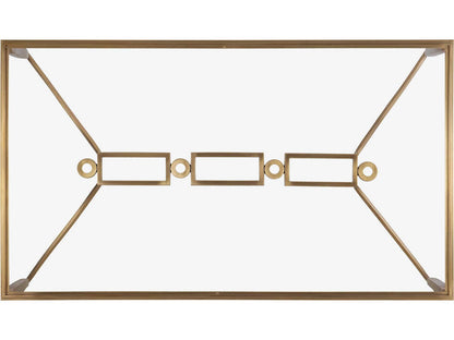 Cortona Rectangular Glass Antiqued Brass Cocktail Table