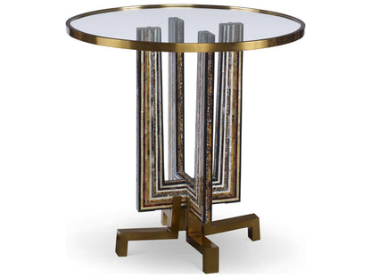 Maya Round Glass Soft Cast Brass End Table