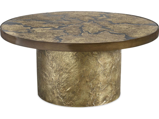 Flow Round Base Cocktail Table in Antiqued Brass