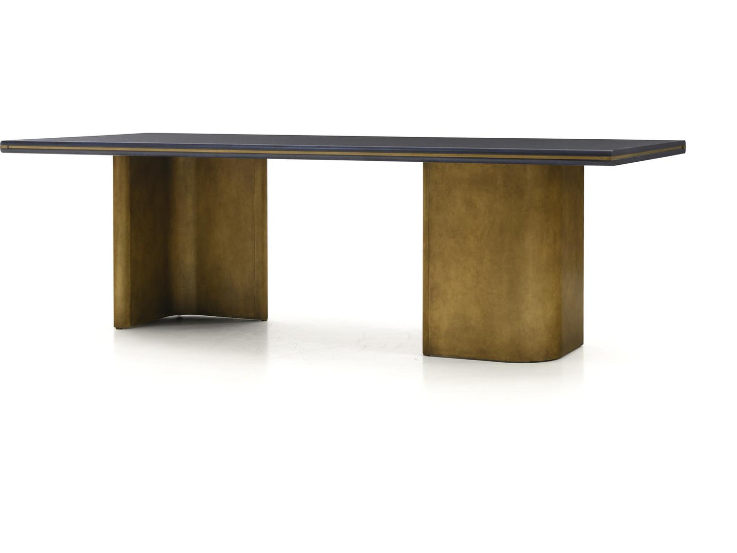 Elvira Starburst 96-Inch Rectangle Dining Table in Navy Blue and Brass