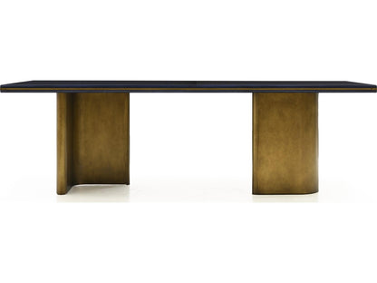 Elvira Starburst 96-Inch Rectangle Dining Table in Navy Blue and Brass