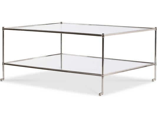 Nova Rectangular Coffee Table in Polished Nickel and Glass