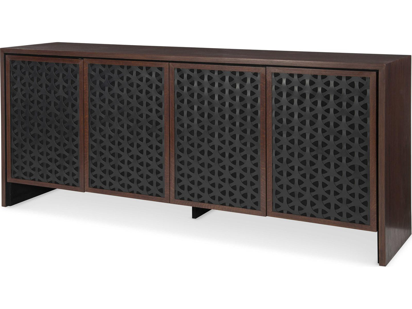 Lazaro Walnut Accent Chest with Hand-Woven Leather Front