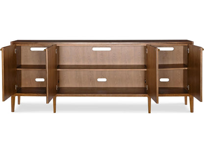 Paladin 90-Inch Rectangle Sideboard in Paldao Wood with Brass Knobs