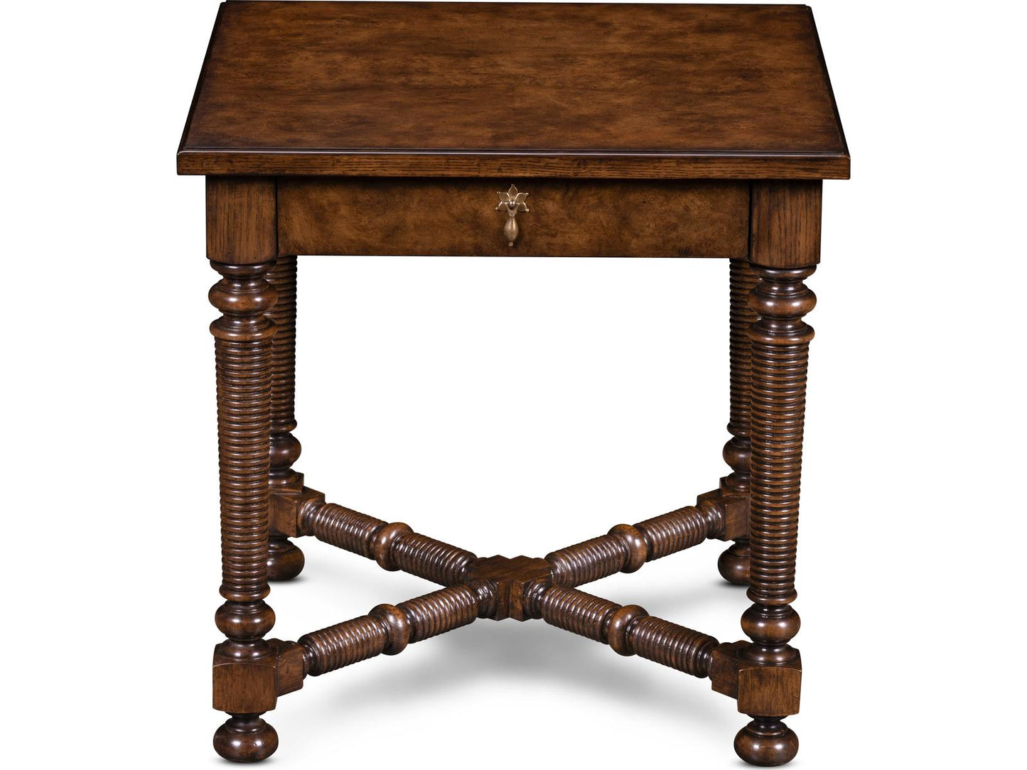 Maitland-Smith Owen Square Wood End Table with Single Drawer