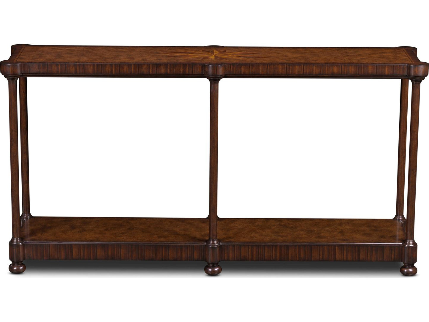 Cameron Rectangular Wood Console Table with Inlaid Starburst Top