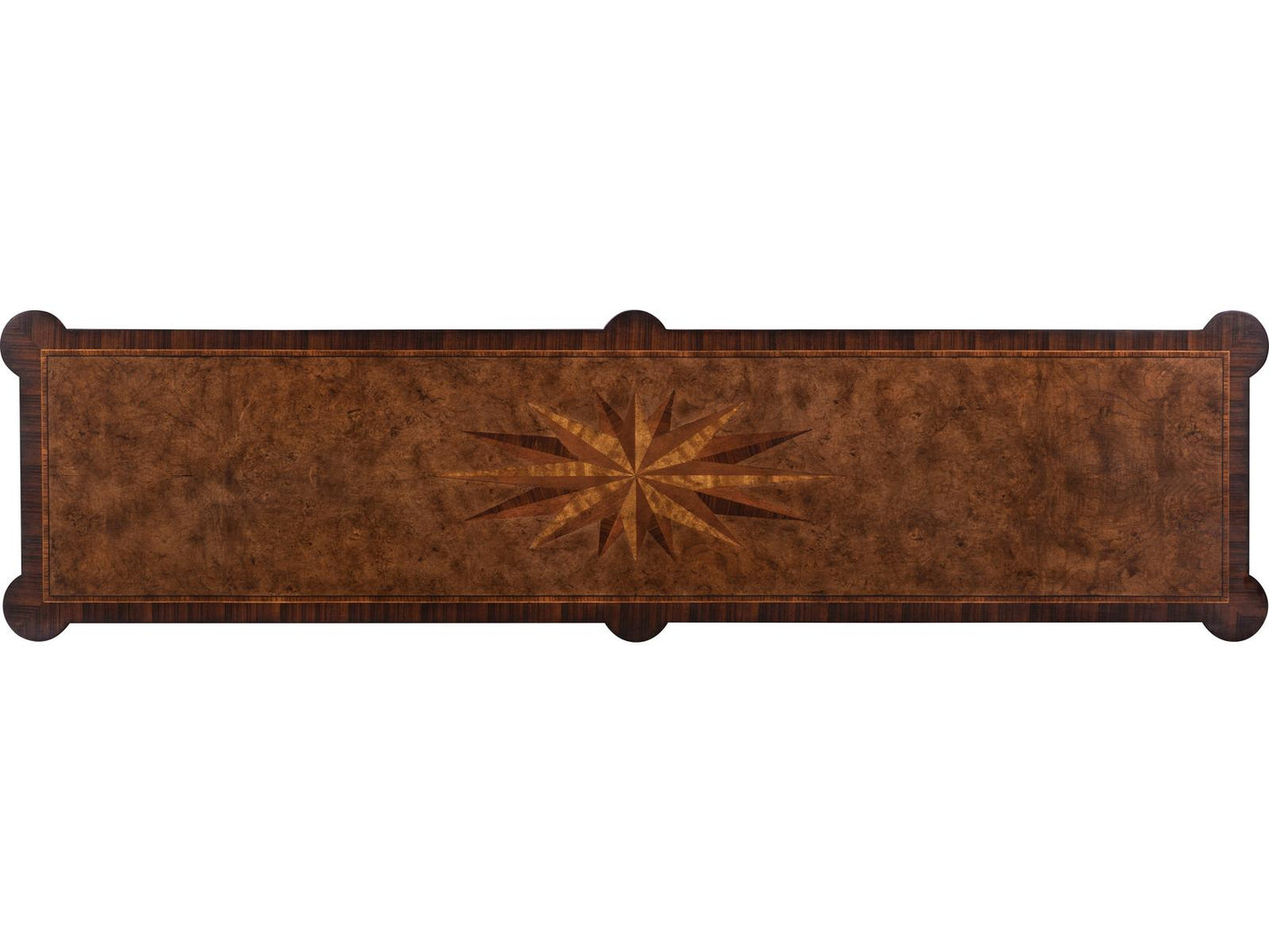 Cameron Rectangular Wood Console Table with Inlaid Starburst Top