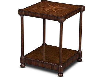 Cameron Square Wood End Table with Inlaid Starburst Top