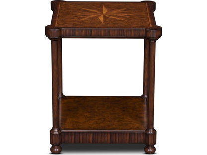 Cameron Square Wood End Table with Inlaid Starburst Top