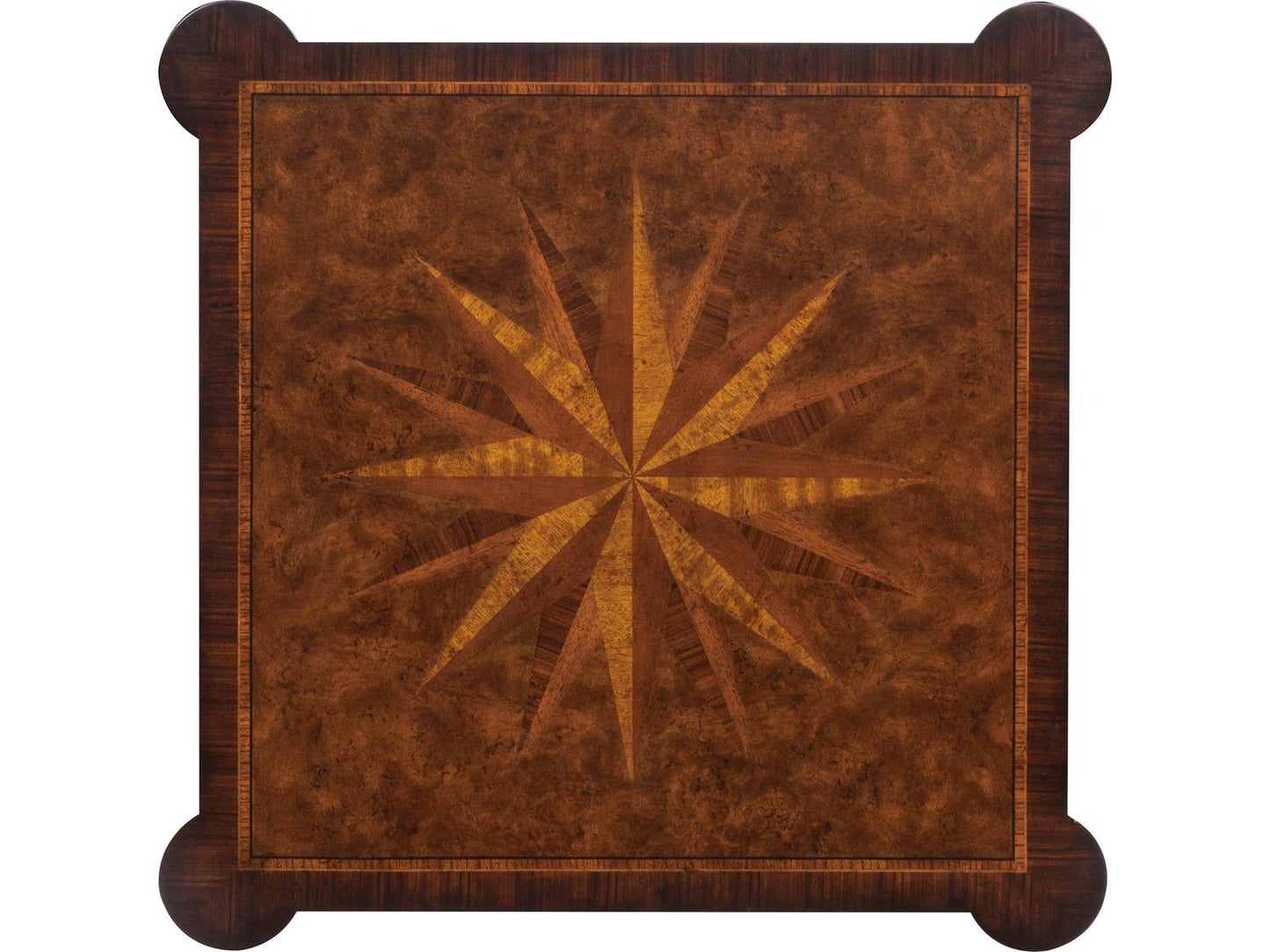 Cameron Square Wood End Table with Inlaid Starburst Top