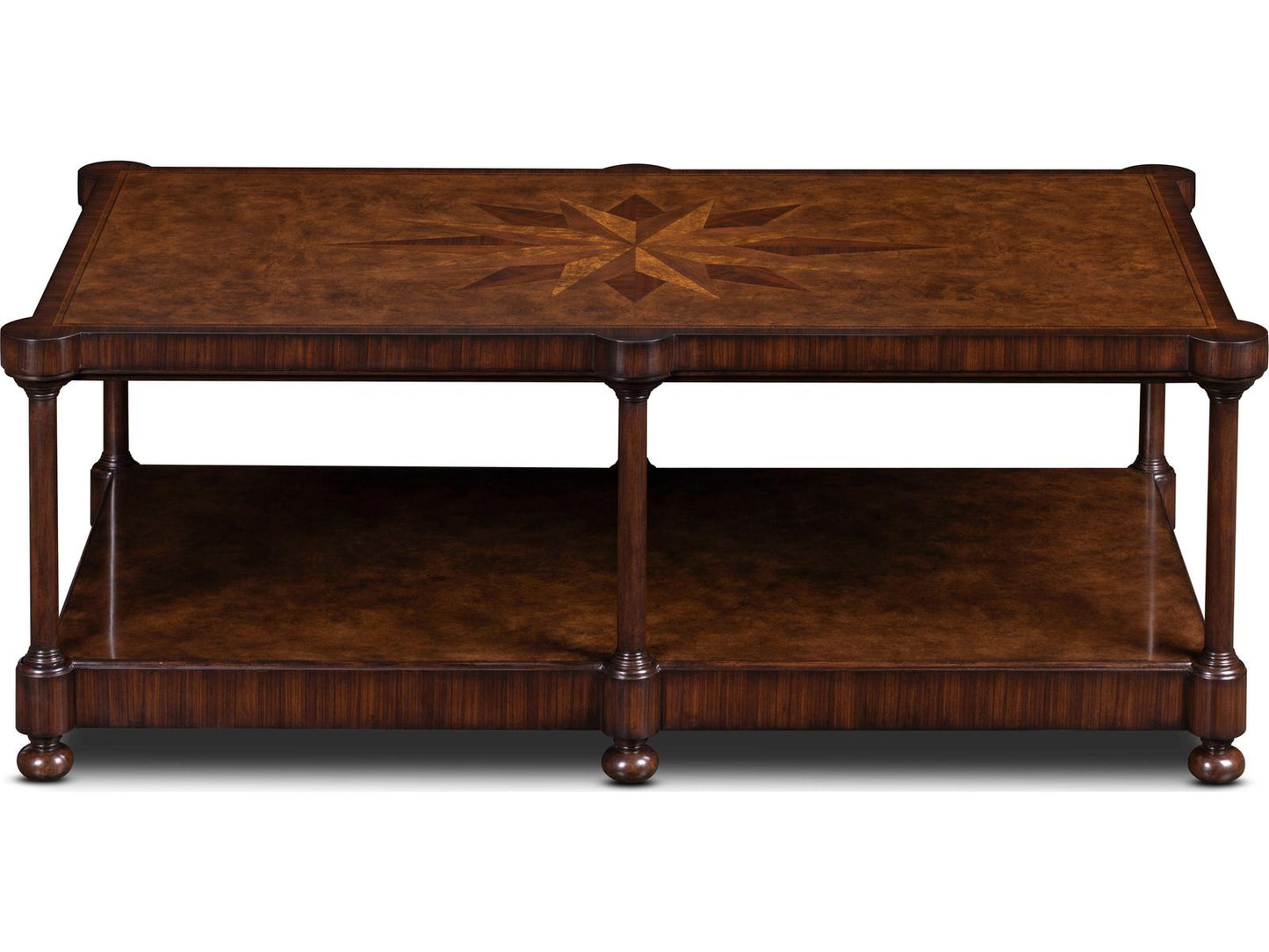 Cameron Rectangular Wood Coffee Table with Starburst Inlay