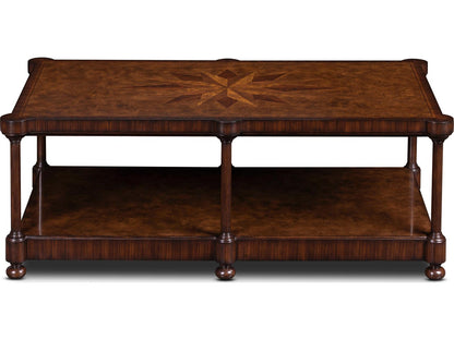 Cameron Rectangular Wood Coffee Table with Starburst Inlay