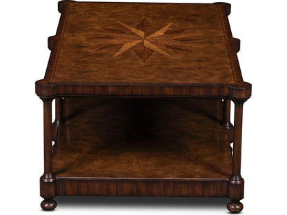 Cameron Rectangular Wood Coffee Table with Starburst Inlay