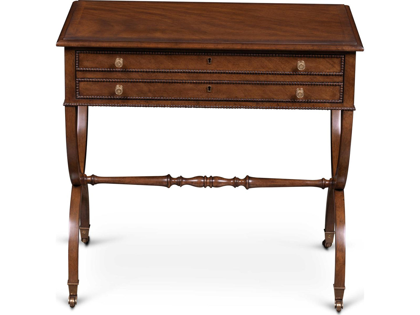 Mg Rectangular Wood End Table with Brass Casters
