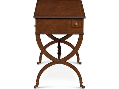 Mg Rectangular Wood End Table with Brass Casters