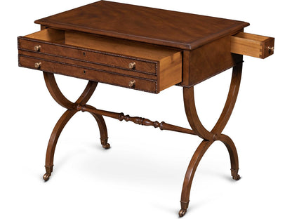 Mg Rectangular Wood End Table with Brass Casters
