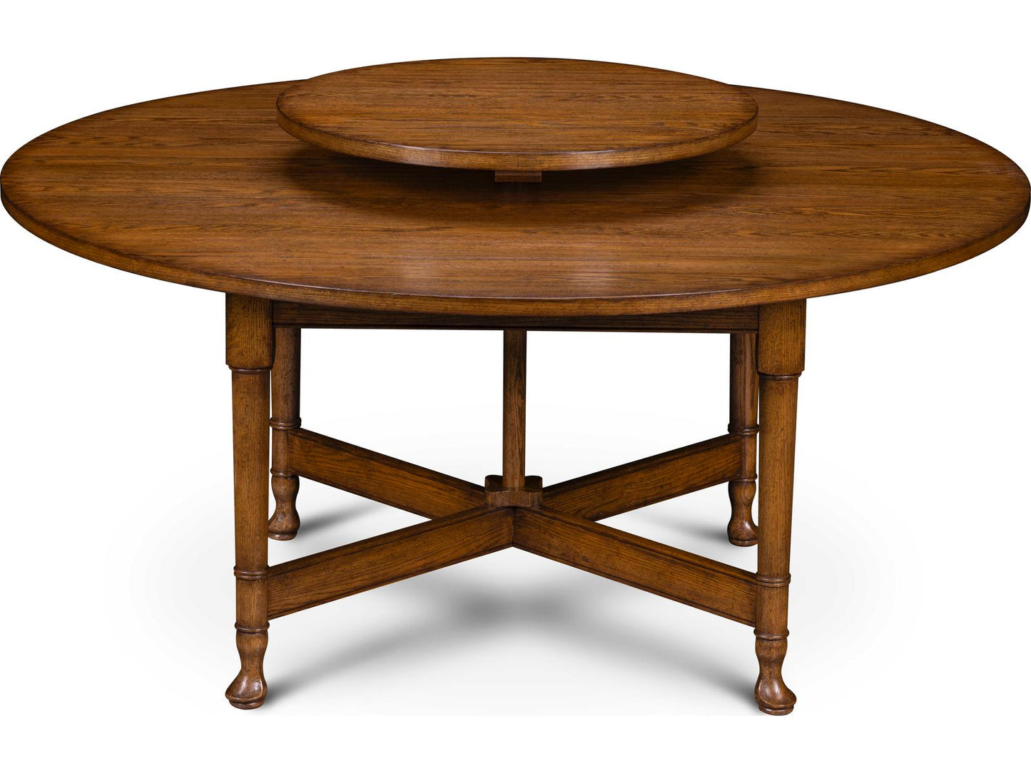Maitland-Smith Rosemary 64-Inch Round Wood Dining Table with Lazy Susan