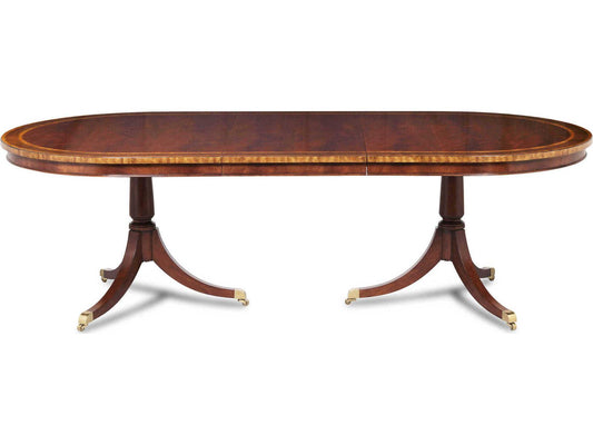 Cardiff Oval 120-Inch Extendable Dining Table in Mahogany and Walnut
