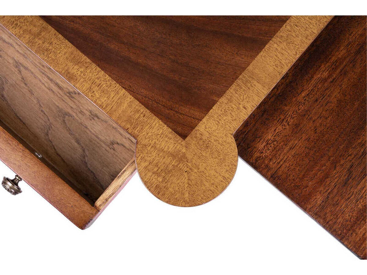 Carter Square End Table in Crotch Mahogany and Brass Accents