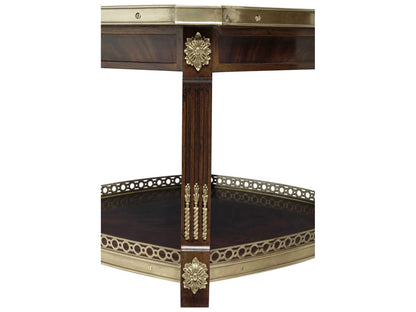Gallery Square Wood End Table in Mahogany with Brass Accents