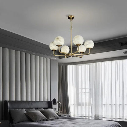 Modern Alabaster Ball Chandelier