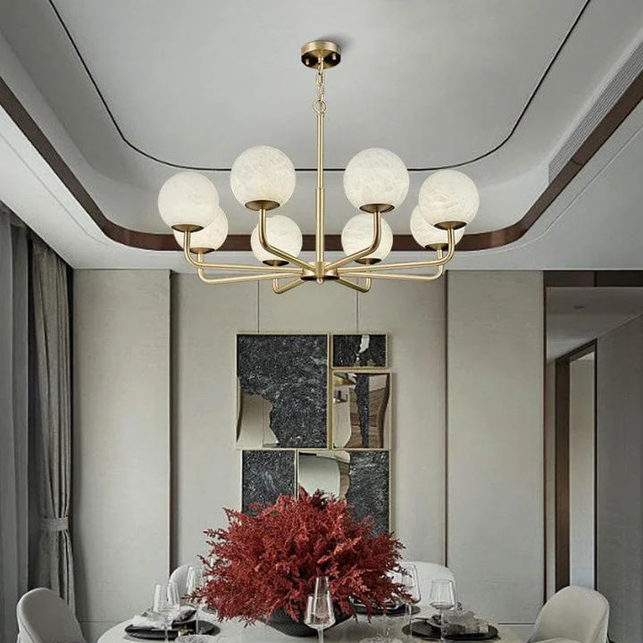 Modern Alabaster Ball Chandelier
