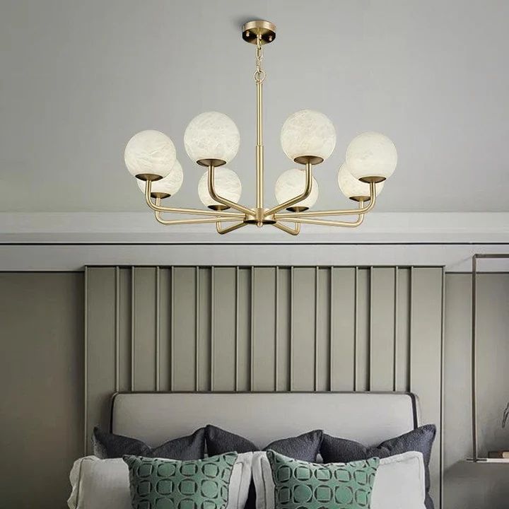 Modern Alabaster Ball Chandelier