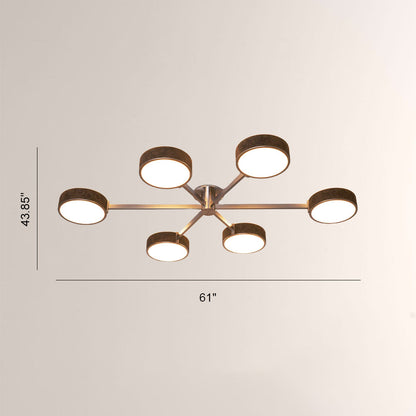 Monterra 6 Arm Modern Semi Flushmount