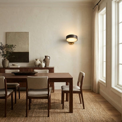 Monterra Wood Grain Brass Drum Wall Sconce