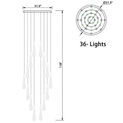 Allure Multi-LED Glass Staircase Chandelier 49 Lights