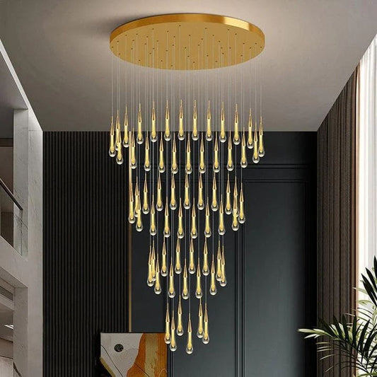 Allure Multi-LED Glass Staircase Chandelier 49 Lights