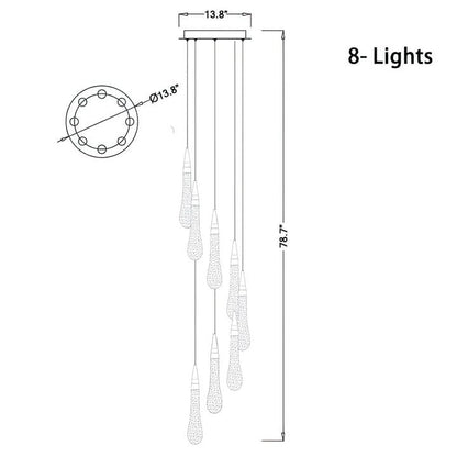 Allure Multi-LED Glass Staircase Chandelier 49 Lights