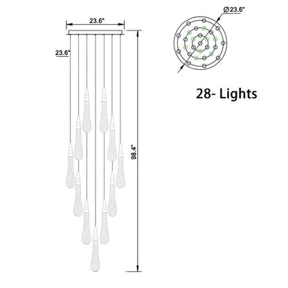 Allure Multi-LED Glass Staircase Chandelier 49 Lights