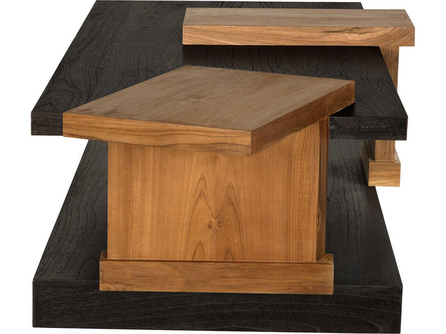 Fleming Rectangular Coffee Table Teak and Mindi Wood Charcoal Black